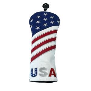 USA Craftsman Golf Stars Stripes Golf Fairway Leather Wood Head Cover-Patriotic